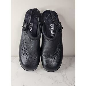 Womens Vintage Cubbie Cuddlers Black Leather Slingbacks Soft Shoes Sz 7W